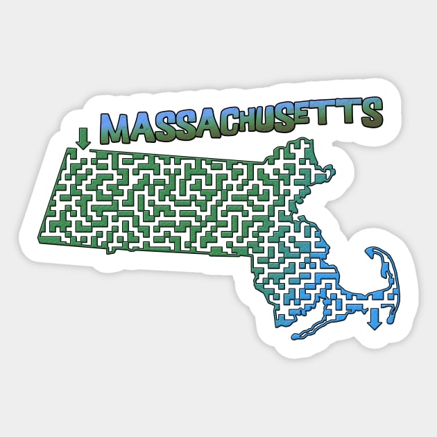 Massachusetts State Outline Maze & Labyrinth Sticker by gorff